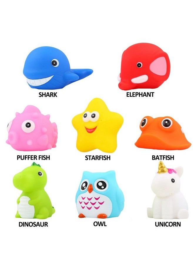 JASNKKONT - Bath Toys 8 Pcs Light Up Floating Rubber Animal Toys Set Flashing Color Changing Light In Water Baby Infants Kids Toddler Child Preschool Bathtub Bathroom Shower Games Swimming Pool Party - Image 1