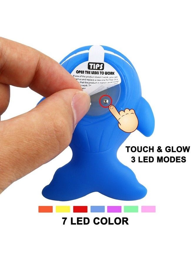 JASNKKONT - Bath Toys 8 Pcs Light Up Floating Rubber Animal Toys Set Flashing Color Changing Light In Water Baby Infants Kids Toddler Child Preschool Bathtub Bathroom Shower Games Swimming Pool Party - Image 1
