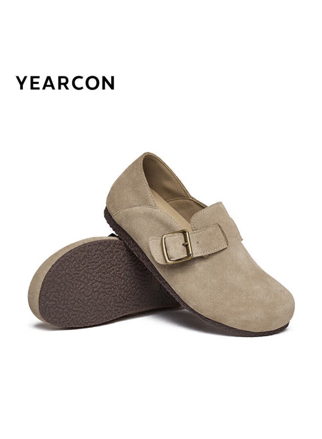 YEARCON Yierkang Women's Slip-on Round Toe Shoes, Autumn Closed-toe Flat Niche Birkenstock-style Women's Flats 26790w Khaki 38 - Image 3