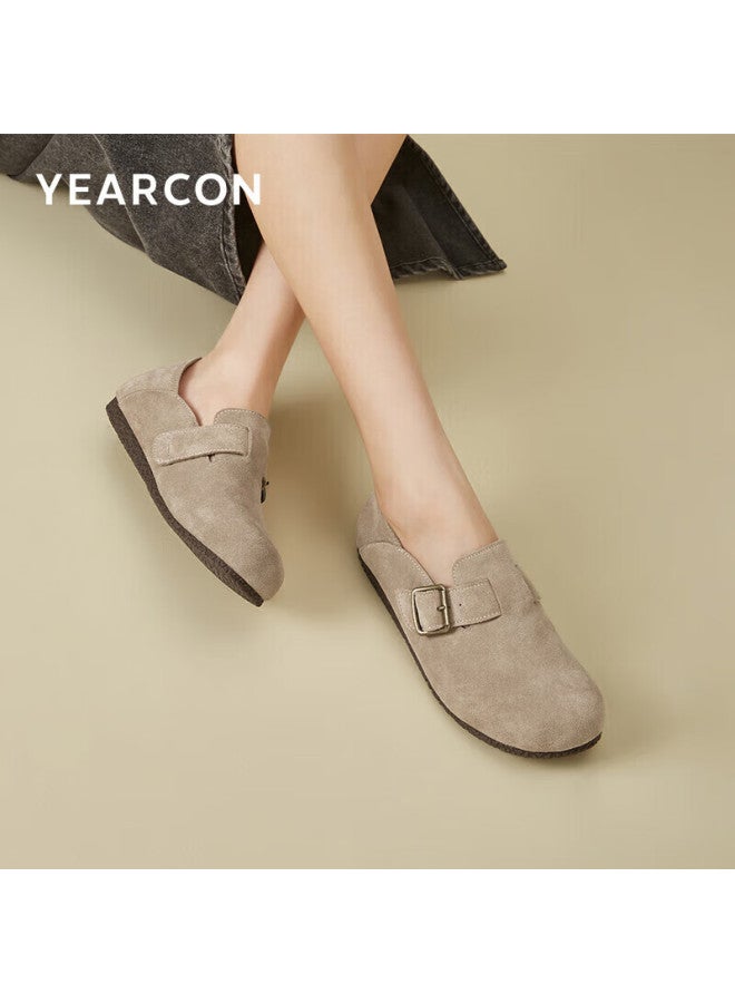 YEARCON Yierkang Women's Slip-on Round Toe Shoes, Autumn Closed-toe Flat Niche Birkenstock-style Women's Flats 26790w Khaki 38 - Image 2
