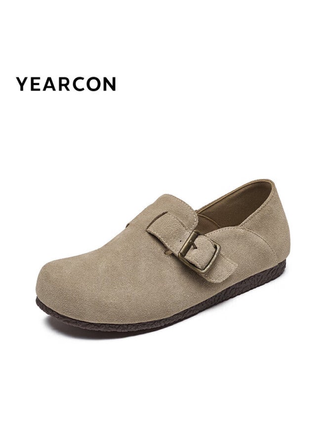 YEARCON Yierkang Women's Slip-on Round Toe Shoes, Autumn Closed-toe Flat Niche Birkenstock-style Women's Flats 26790w Khaki 38 - Image 4