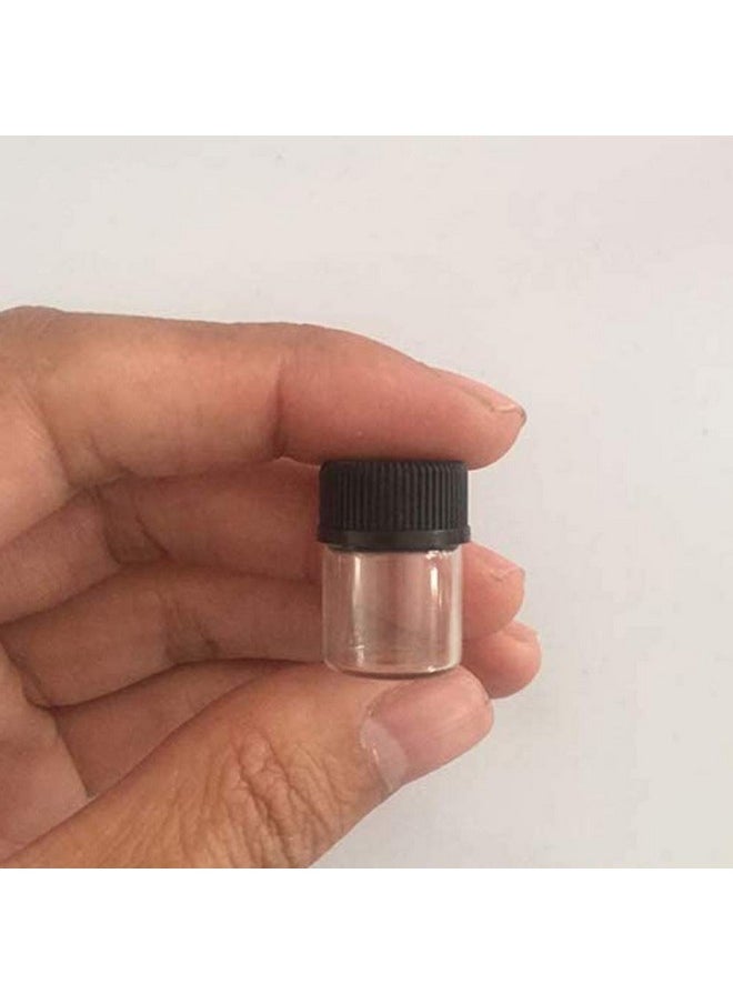 Teensery 20 Pcs 1Ml Mini Glass Bottles Clear Essential Oil Vials Empty Cosmetic Sample Containers With Black Lid For Essential Oilsperfumesaromatherapy (1 Ml)  - Image 2