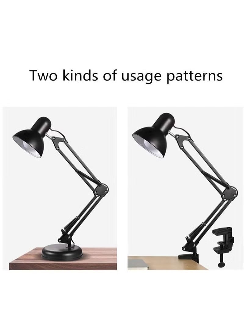 Arabest Metal Swing Arm Desk Lamp Interchangeable Base Or Clamp Classic Architect Clip On Study Table Lamp Multi Joint Adjustable Arm Black Finish including Energy Saving LED Bulb (Floor Lamp)  - Image 3