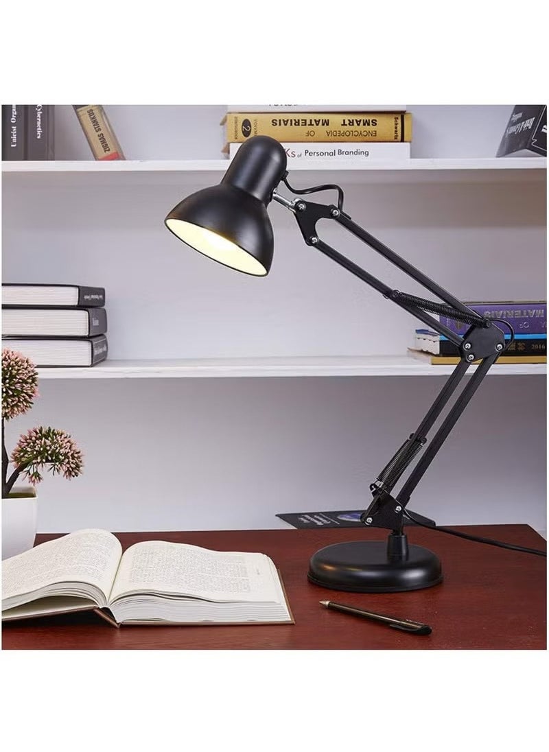 Arabest Metal Swing Arm Desk Lamp Interchangeable Base Or Clamp Classic Architect Clip On Study Table Lamp Multi Joint Adjustable Arm Black Finish including Energy Saving LED Bulb (Floor Lamp)  - Image 4