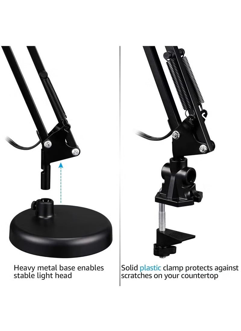 Arabest Metal Swing Arm Desk Lamp Interchangeable Base Or Clamp Classic Architect Clip On Study Table Lamp Multi Joint Adjustable Arm Black Finish including Energy Saving LED Bulb (Floor Lamp)  - Image 5