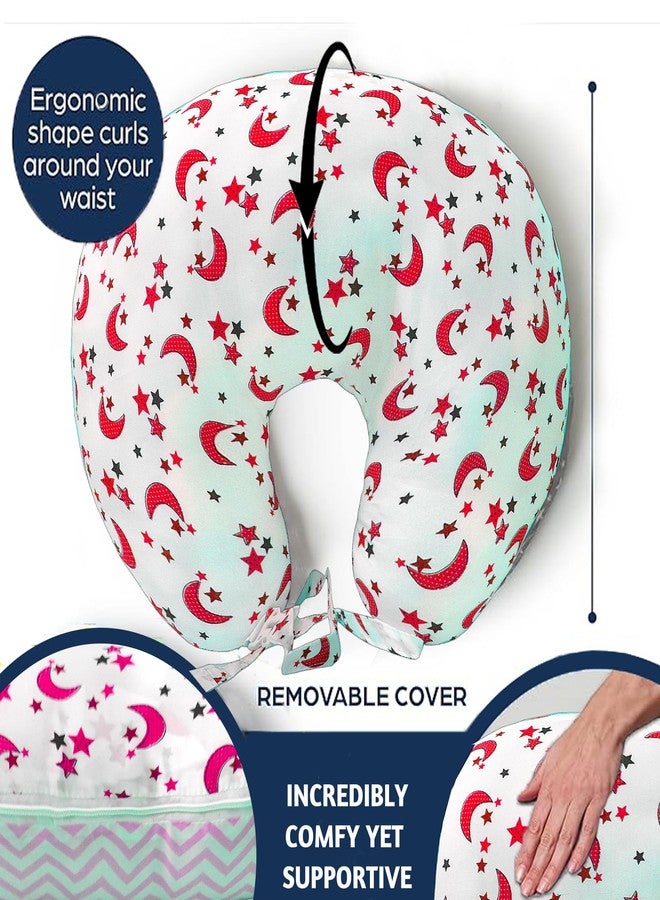 VParents Multipurpose Baby Feeding Nursing Cum Maternity Pillow for New Born Cotton, Months, Recommended for Maternity, Nursing, Medical Galaxy (Pink) 110706 - Image 5