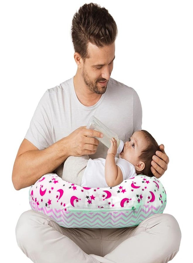VParents Multipurpose Baby Feeding Nursing Cum Maternity Pillow for New Born Cotton, Months, Recommended for Maternity, Nursing, Medical Galaxy (Pink) 110706 - Image 4