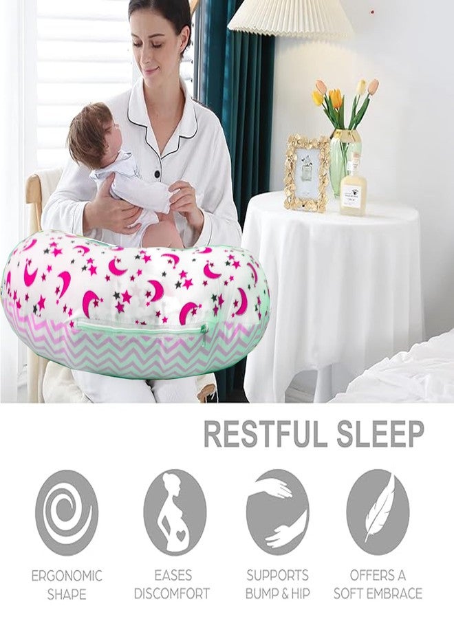 VParents Multipurpose Baby Feeding Nursing Cum Maternity Pillow for New Born Cotton, Months, Recommended for Maternity, Nursing, Medical Galaxy (Pink) 110706 - Image 3