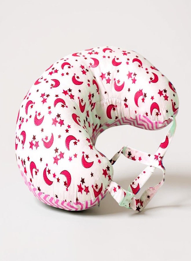 VParents Multipurpose Baby Feeding Nursing Cum Maternity Pillow for New Born Cotton, Months, Recommended for Maternity, Nursing, Medical Galaxy (Pink) 110706 - Image 1