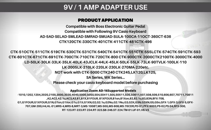 CARE 'N' TOUCH Power Adapter/Adaptor for Casio CTK-230 - Image 2