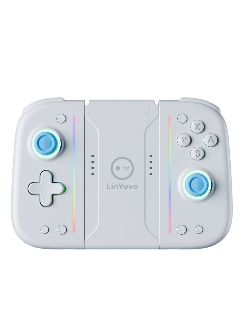 Bluetooth Gaming Controller with Mechanical ons, Rubberized Back, RGB Lighting, Macro Function, Turbo Mode, and Adjustable Dual Vibration – Wireless Gamepad for Ultimate Gaming Experience(White  Blue) - Image 1