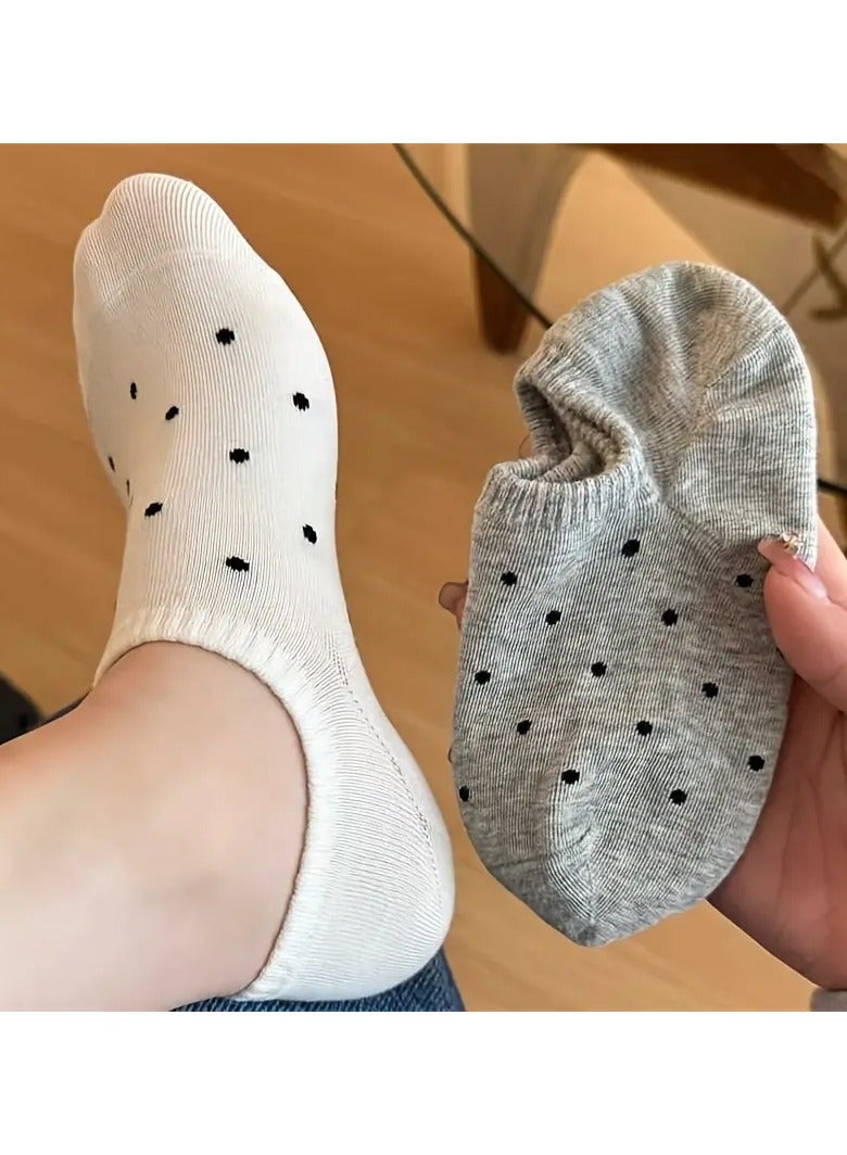 Rozino 4 Pairs Polka Dot Pattern Boat Socks, Simple Comfy & Breathable Socks, Women's Stockings & Hosiery - Image 5