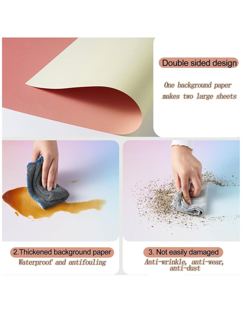 RATSAW 7 Pack 14 Patterns Original Design Photography Gradual Background Paper with Stand Double-Sided Waterproof Reusable 57 x 87 CM Morandi Photo Tabletop Backdrops for Food Jewelry Cosmetics Makeup - Image 5