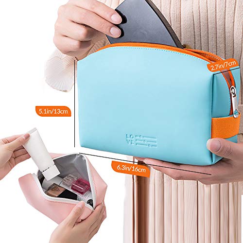 N/P Cosmetic Bag Makeup Bags for Women PU Leather Waterproof Washable Small Makeup Pouch Travel Bags for Portable Toiletries Pink - Image 5