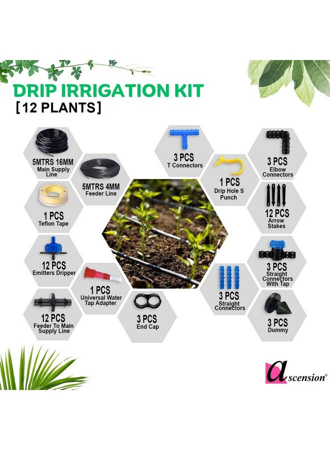 Ascension Agro Drip Irrigation Garden Watering Plants Drip kits Adjustable for 12 Plants drip kit - Image 2