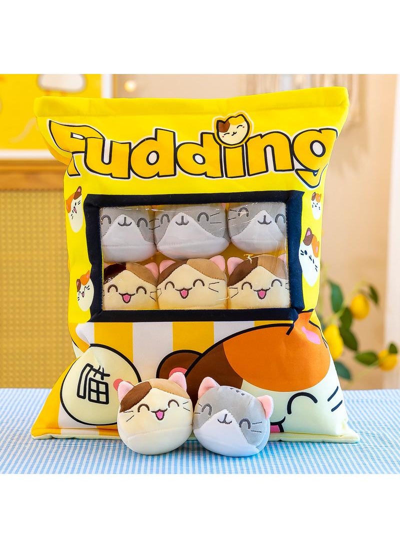General Lovely Snack Pillow Stuffed Animal Toys Pudding Decorative Removable Yellow Cat Dolls Creative Toy Gifts For Teens Girls Kids  - Image 1