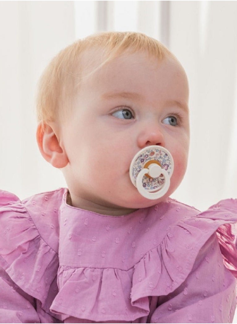Baby - BIBS Pacifier DeLux (Latex) Baby 2-piece - Eloise White/Pink - Image 1