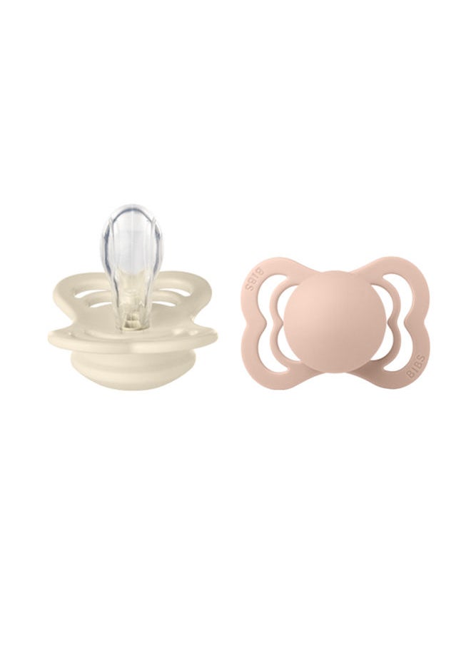 BIBS - Pack of 2 Supreme Silicone Pacifier S1 - Ivory And Blush - Image 1