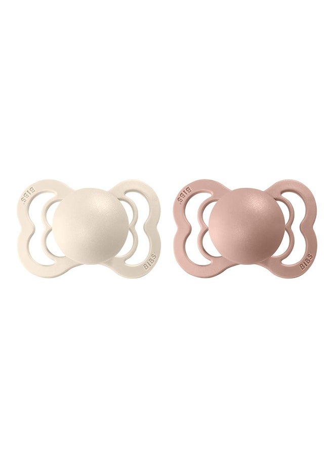 BIBS - Pack of 2 Supreme Silicone Pacifier S1 - Ivory And Blush - Image 1
