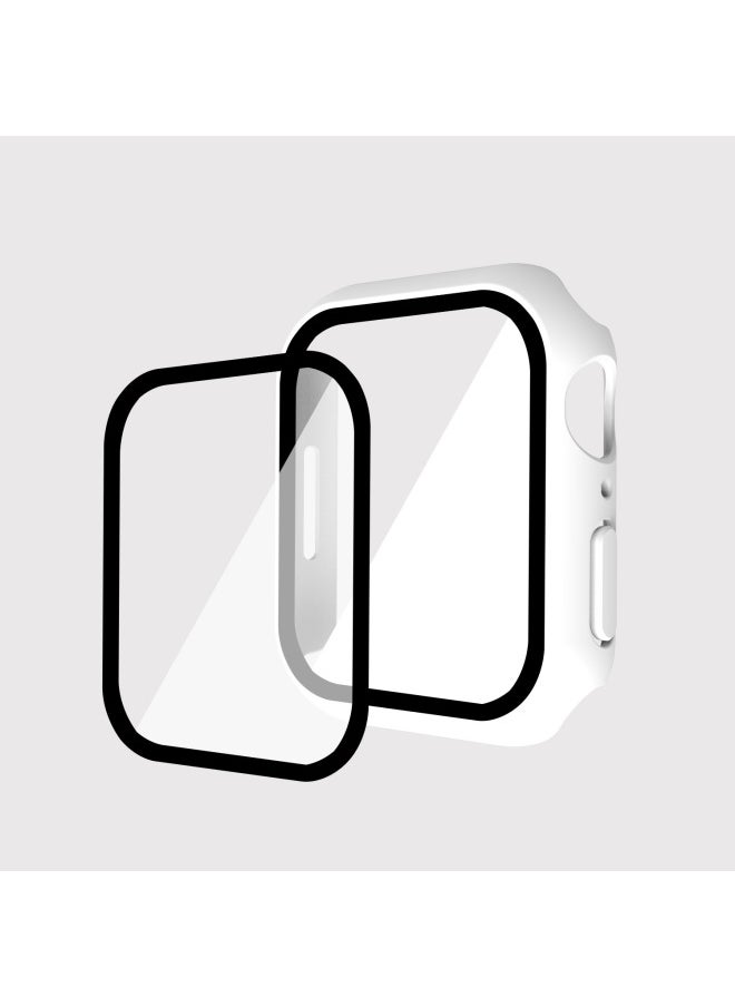 Generic - Suitable For Iwatch9 Watch Protective Shell PC Hard Shell Tempered Film Integrated Protective Cover 8/7/6 For Apple Watch Case-Color:White-Exterior Dimension:41mm(7 Generations With Keys) - Image 1
