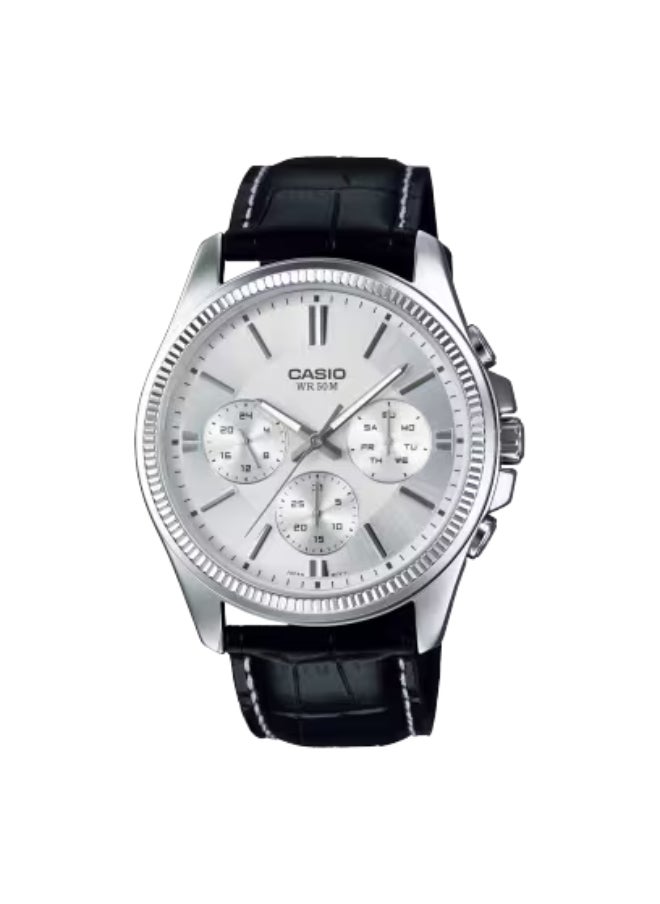 CASIO Men's Analog Display Watch With Black Leather Strap - MTP-1375L-7AVDF  - Image 1