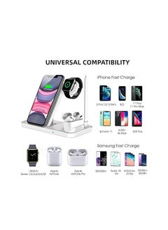 AccLoo شاحن لاسلكي، محطة شحن لاسلكية سريعة 4 في 1 لهاتف iPhone 13/13 Pro/12/11/X/XS/XR/8/8P Galaxy S10/S10 Plus، Apple Watch، قاعدة شحن قلم رصاص [محول QC 3.0 متضمن]  - Image 2