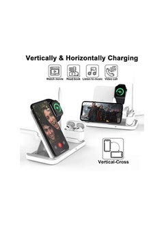 AccLoo شاحن لاسلكي، محطة شحن لاسلكية سريعة 4 في 1 لهاتف iPhone 13/13 Pro/12/11/X/XS/XR/8/8P Galaxy S10/S10 Plus، Apple Watch، قاعدة شحن قلم رصاص [محول QC 3.0 متضمن]  - Image 3