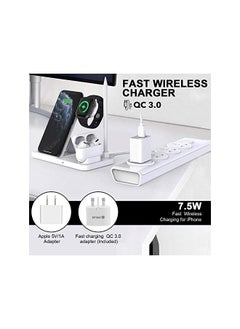 AccLoo شاحن لاسلكي، محطة شحن لاسلكية سريعة 4 في 1 لهاتف iPhone 13/13 Pro/12/11/X/XS/XR/8/8P Galaxy S10/S10 Plus، Apple Watch، قاعدة شحن قلم رصاص [محول QC 3.0 متضمن]  - Image 4