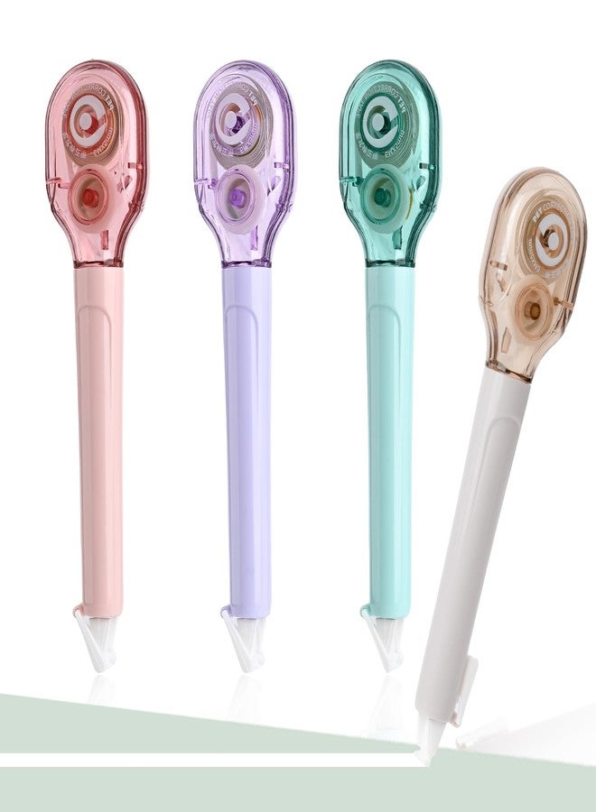 Temiary 4 Pcs White Correction Tape Pens, 6M/256" x 0.2" Smooth Pull Out Tape Pen, Easy to Use Applicator for Instant Corrections Back to School Office Supplies (Morandi) - Image 1