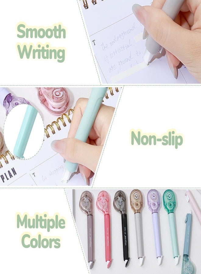 Temiary 4 Pcs White Correction Tape Pens, 6M/256" x 0.2" Smooth Pull Out Tape Pen, Easy to Use Applicator for Instant Corrections Back to School Office Supplies (Morandi) - Image 3