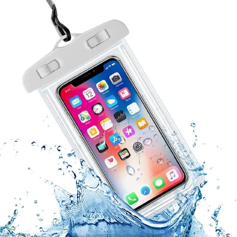 BeFall Waterproof Phone Pouch, rain Mobile Cover, Universal Waterproof Phone Case, Underwater Dry Bag for Mobile, Cash, documents, Water Proof Bag for Beach Boating Swimming Water Park (2White) - Image 2
