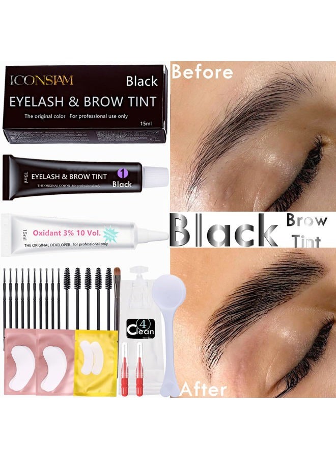 Libeauty Lash Tint Kit Black, 15ml Eyelash Dye, Full Brow Tint Set With Tools, DIY Eyelash Eyebrow Tinting Makeup At Home, Be Voluminous And Energetic For 6 Weeks(Black Stain Permanent Mascara Tint) - Image 3