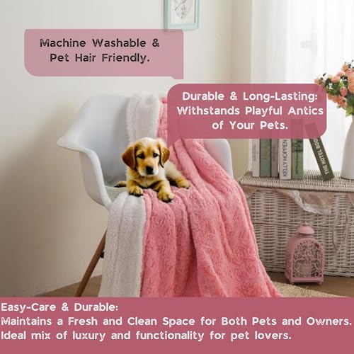DaDa Bedding Luxury Faux Fur Throw Blanket - [ Non Shedding - Machine Washable] Fluffy Super Cuddly Soft Roses Sherpa Backside - Warm Plush for Lap or Sofa - Bright Vibrant Pink & White - 90" x 90" - Image 5