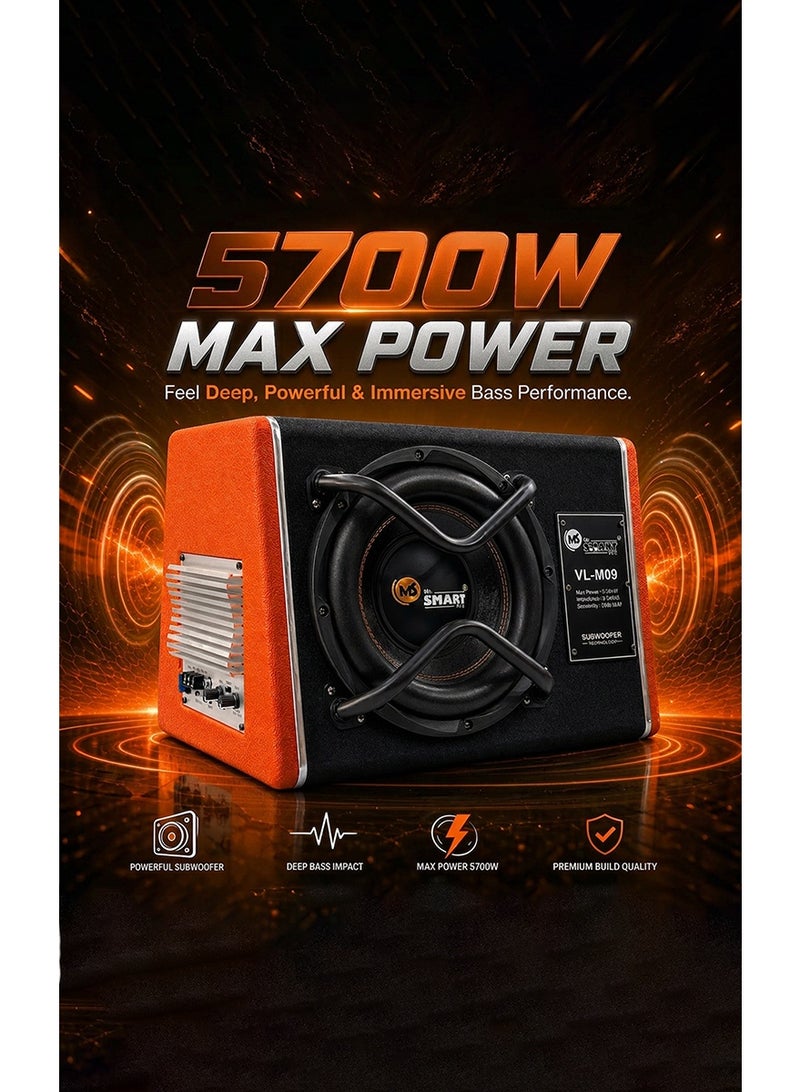 MR.SMART Mr. Smart 10" Active Powered Car Subwoofer with Built-In Amplifier, 5700W Max Power, Deep Bass Speaker System, Compact Under Trunk Audio Solution for Cars, SUVs & Trucks - Image 3