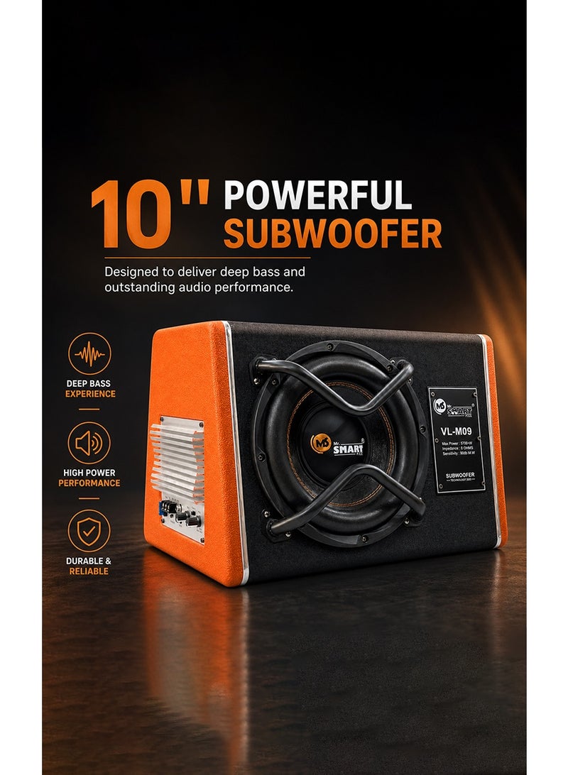 MR.SMART Mr. Smart 10" Active Powered Car Subwoofer with Built-In Amplifier, 5700W Max Power, Deep Bass Speaker System, Compact Under Trunk Audio Solution for Cars, SUVs & Trucks - Image 2