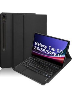 UCHUANG Compatible with Samsung Galaxy Tab S7S/S8/S9/S9FE 11-inch Universal Keyboard Case, Magnetic Detachable Wireless Arabic Keyboard with Pen Slot Protective Cover-Black  - Image 1
