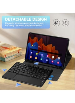 UCHUANG Compatible with Samsung Galaxy Tab S7S/S8/S9/S9FE 11-inch Universal Keyboard Case, Magnetic Detachable Wireless Arabic Keyboard with Pen Slot Protective Cover-Black  - Image 3