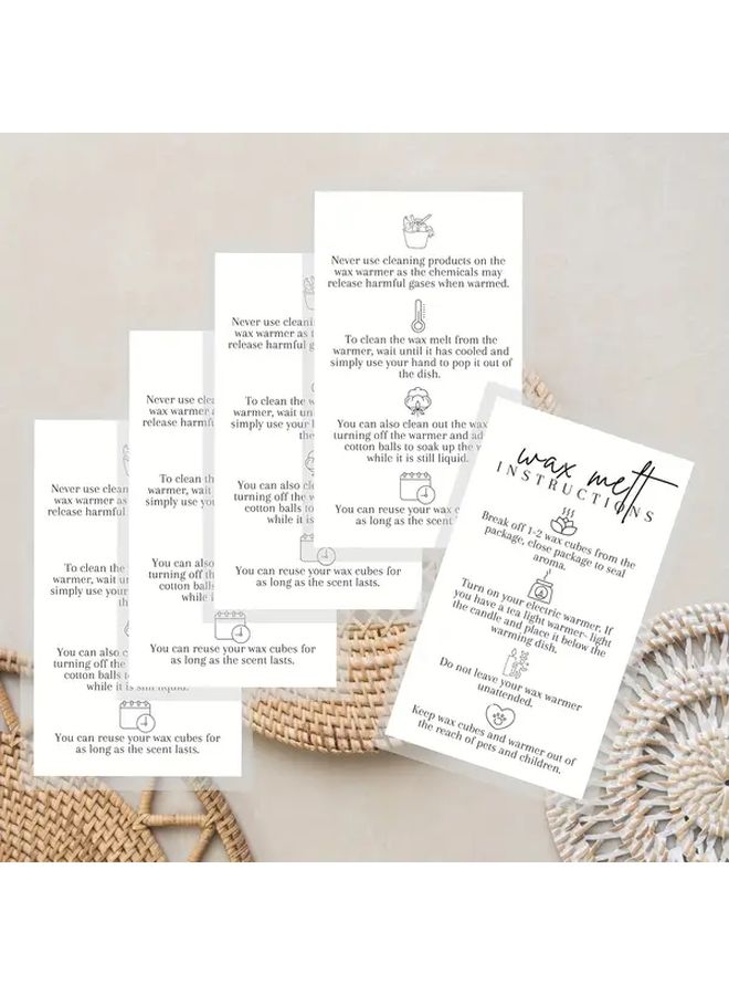 Wax Melt Cards 50pcs Minimalist White And Black Design Instructions Cards - Image 3