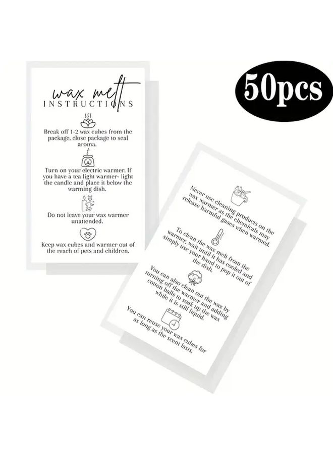 Wax Melt Cards 50pcs Minimalist White And Black Design Instructions Cards - Image 1