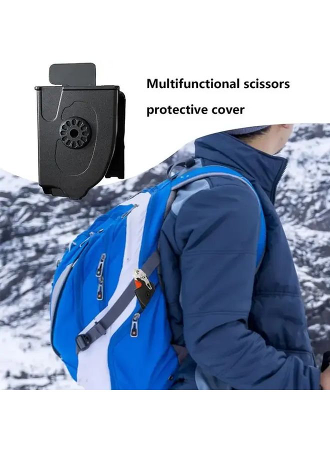 Black Sheath Tactical Folding Scissors Holster Heavy Duty ABS Plastic Belt Case for Emergency Rescue Outdoor Survival Camping EDC - Image 3