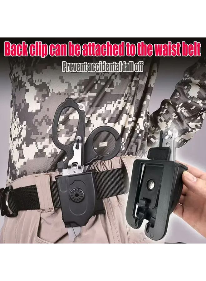 Black Sheath Tactical Folding Scissors Holster Heavy Duty ABS Plastic Belt Case for Emergency Rescue Outdoor Survival Camping EDC - Image 2
