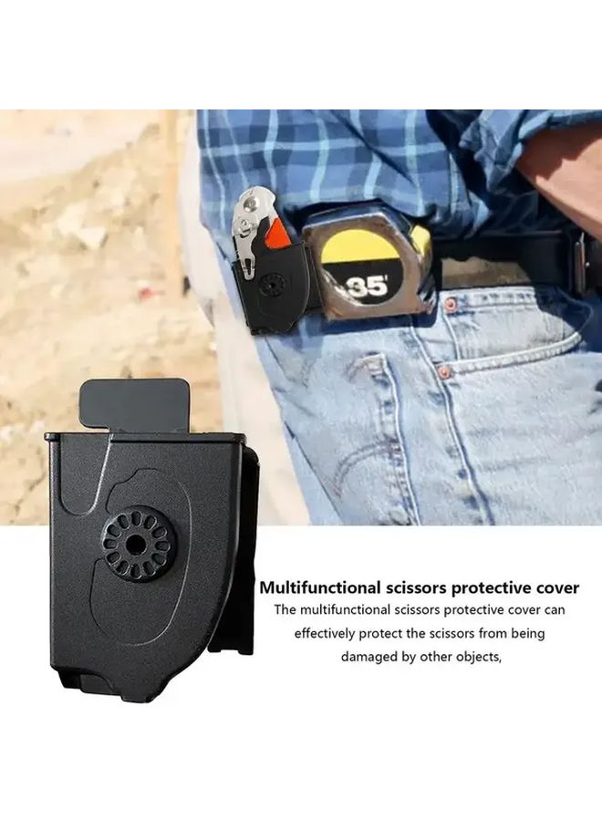 Black Sheath Tactical Folding Scissors Holster Heavy Duty ABS Plastic Belt Case for Emergency Rescue Outdoor Survival Camping EDC - Image 4