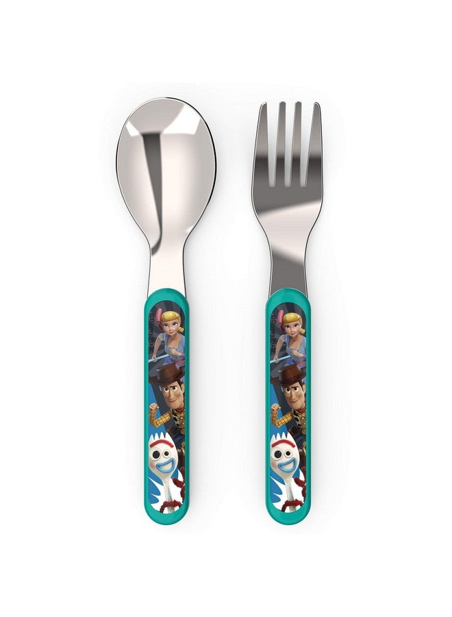 زاك ديزاينز زاك! مجموعة أواني طعام ديزني وبيكسار توي ستوري 4 مكونة من 5 قطع من البلاستيك المتين والفولاذ المقاوم للصدأ تتضمن زجاجة مياه وطبق 8 بوصة وشوكة وملعقة ووعاء 6 بوصة مناسبة للأطفال من سن 3 سنوات فما فوق - Image 5