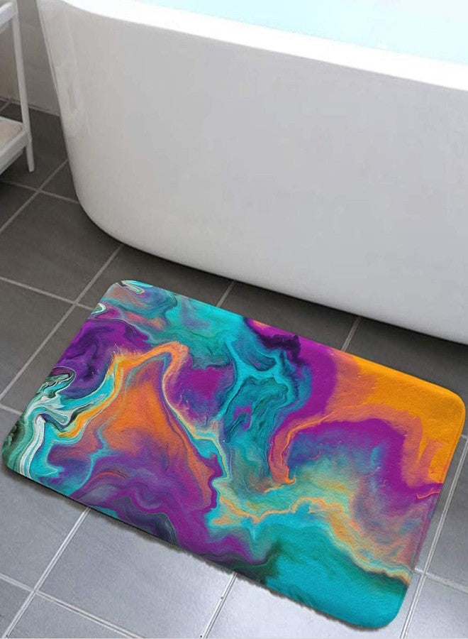 Bzhilja Abstract Art Colorful Bath Rug,Orange Purple Teal Yellow Blue Fabric Bathroom Decor Non Slip Bath Mats, Bath Rug Sets for Bathroom Bedroom Kitchen Outdoor Indoor,17x29 Inch - Image 1