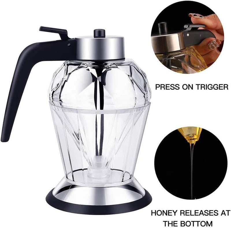 Gra8 موزع عسل بلاستيكي Gra8 - موزع شراب القيقب زجاجي - وعاء عسل جميل على شكل مشط مع قاعدة (شفاف) (1 قطعة) - Image 5