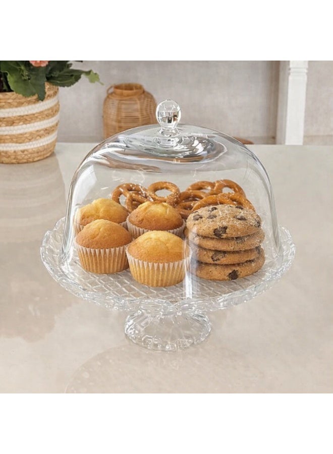TALIONA Glass Cake Stand with Dome Lid 31cm – Elegant Transparent Cake Display Stand with Cover, Pedestal Dessert Server for Cakes, Cupcakes, Pastries, Ramadan & Party Decoration - Image 4