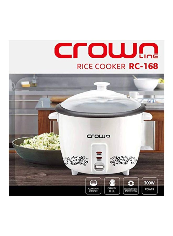 كراون لاين جهاز طهي الأرز سعة 0.6 لتراً 0.6 L 300 W RC-168 أبيض - Image 4