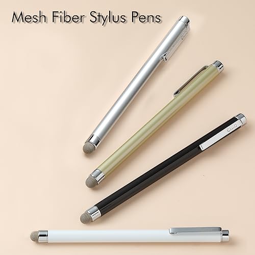 ChaoQ Stylus Pens for Touch Screens, ChaoQ 4 Pcs Mesh Fiber Stylus, with 4 Replaceable Mesh Tips and 4 Replaceable Rubber Tips (Silver, Black, White, Champagne) - Image 2