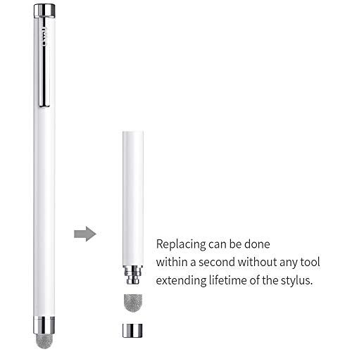 ChaoQ Stylus Pens for Touch Screens, ChaoQ 4 Pcs Mesh Fiber Stylus, with 4 Replaceable Mesh Tips and 4 Replaceable Rubber Tips (Silver, Black, White, Champagne) - Image 5