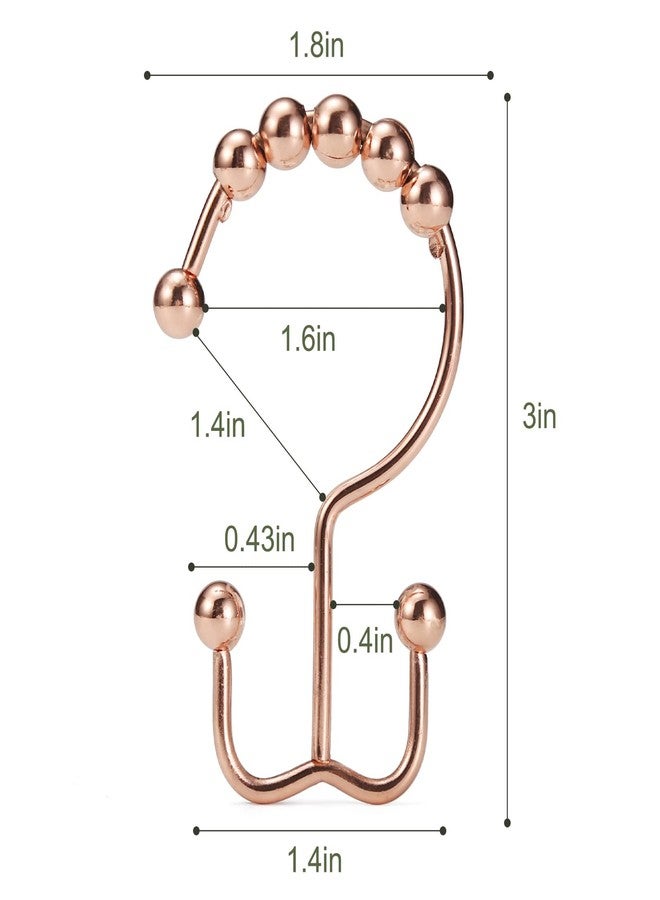 Goowin Shower Curtain Hooks, Goowin Shower Curtain Rings, Stainless Steel Shower Curtain Hooks Rust Proof Free Sliding Double Shower Hooks for Curtain, Shower Curtains & Liners (Rose Gold) - Image 3